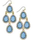 Inc International Concepts Gold-tone Pave And Blue Stone Chandelier Earrings, Only At Macy's