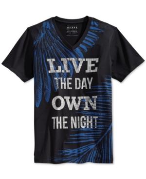 Guess Men's Live The Day Graphic-print V-neck T-shirt