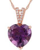 Amethyst (3-1/5 Ct. T.w.) & Diamond Accent 18 Pendant Necklace In 14k Rose Gold