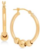Beaded Hoop Earrings In 14k Gold