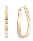 Ribbed Pear Hoop Earrings In 10k Gold, 28mm