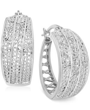 Diamond Three-row Hoop Earrings (1/4 Ct. T.w.) In 18k Gold Over Sterling Silver Or Sterling Silver
