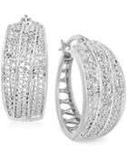 Diamond Three-row Hoop Earrings (1/4 Ct. T.w.) In 18k Gold Over Sterling Silver Or Sterling Silver