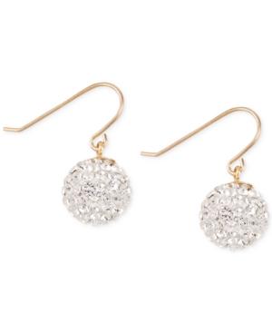 Crystal Pave Disc Drop Earrings In 10k Gold