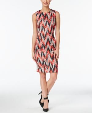 Calvin Klein Printed Zigzag Scuba Sheath Dress