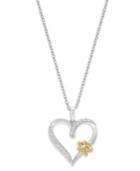 Aspca Tender Voices Sterling Silver And 10k Gold-plated Necklace, Diamond Accent Paw And Heart Pendant