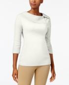 Karen Scott Cotton Portrait-collar Sweater, Created For Macy's