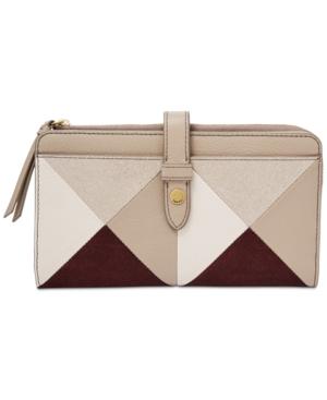 Fossil Fiona Patchwork Leather & Suede Tab Wallet