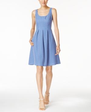 Nine West Printed Scoop-back Pocket Dress