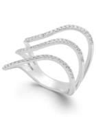 Diamond Wavy Three-row Ring In 14k White Gold (1/3 Ct. T.w.)