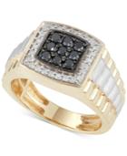 Men's Diamond And Black Diamond Ring (3/4 Ct. T.w.) In 10k Gold And White Gold