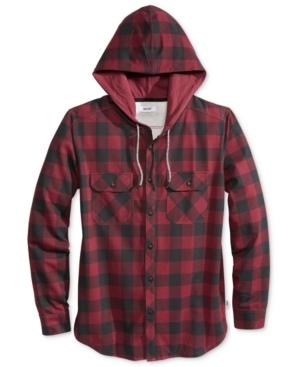Univibe Men's Plaid Long-sleeve Hoodie Shirt