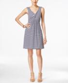Style & Co. Striped Twist-front Dress, Only At Macy's