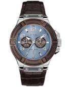 Guess Men's Brown Croc-embossed Leather Strap Watch 46mm U0040g10