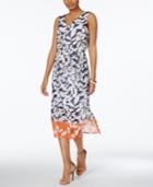 Nine West Printed Self-tie Midi Dress