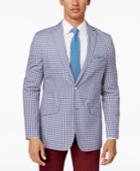 Tallia Men's Slim-fit Blue Gingham Check Cotton Sport Coat
