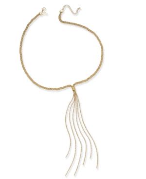 Thalia Sodi Gold-tone Braided Fringe Lariat Necklace, Only At Macy's