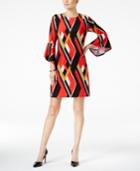 Ny Collection Geo-print Cold-shoulder Dress