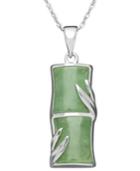 Sterling Silver Necklace, Jade Bamboo Pendant