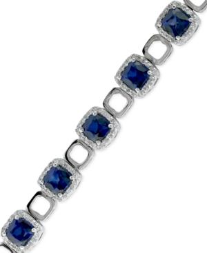 Royale Bleu By Effy Sapphire (11-3/4 Ct. T.w.) And Diamond (1-1/4 Ct. T.w.) Link Bracelet In 14k White Gold