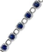 Royale Bleu By Effy Sapphire (11-3/4 Ct. T.w.) And Diamond (1-1/4 Ct. T.w.) Link Bracelet In 14k White Gold