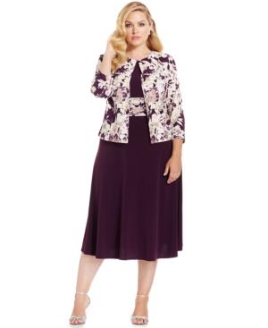 Jessica Howard Plus Size Empire-waist Dress & Printed Jacket