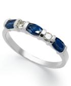 14k White Gold Ring, Sapphire (1 Ct. T.w.) And Diamond (1/8 Ct. T.w.) Ring