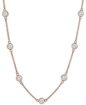 Giani Bernini 18k Cubic Zirconia Necklace In Rose Gold-plated Sterling Silver, Only At Macy's