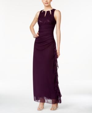 Betsy & Adam Petite Embellished Lace Gown