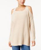 Style & Co. Ribbed Cold-shoulder Sweater, Only At Macy's