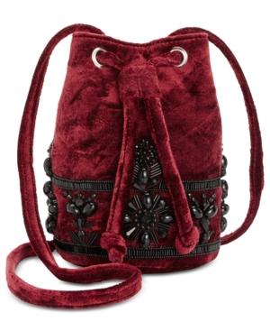 Steve Madden Velvet Emerald Beaded Mini Bucket Bag