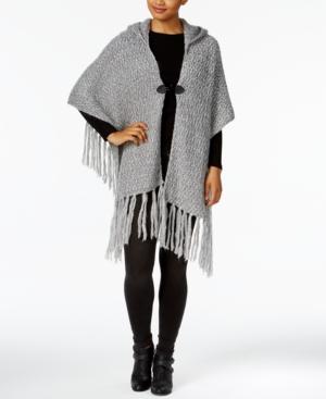 Steve Madden Fuzzy Knit Hooded Cape