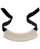 Carolee Silver-tone Multi-row Imitation Pearl Choker Necklace