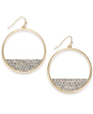 Thalia Sodi Gold-tone Pave Half-moon Circle Drop Earrings, Created For Macy's
