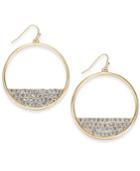 Thalia Sodi Gold-tone Pave Half-moon Circle Drop Earrings, Created For Macy's