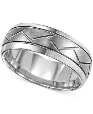 Triton Men's Tungsten Carbide 8mm Diagonal Accent Ring