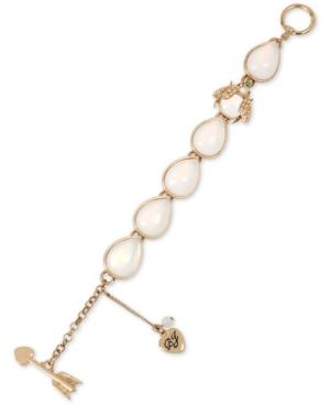 Betsey Johnson Gold-tone Iridescent Stone Bug And Arrow Bracelet