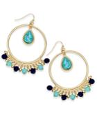 Thalia Sodi Gold-tone Blue Stone Gypsy Hoop Earrings, Only At Macy's