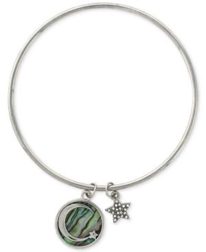 Bcbgeneration Silver-tone Dual Charm Crescent Bangle Bracelet