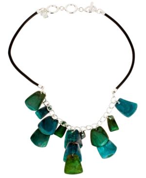 Robert Lee Morris Soho Silver-tone Cord And Patina Charm Frontal Necklace