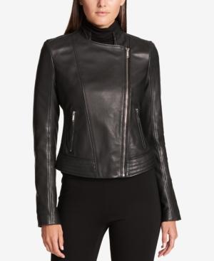 Dkny Plus Size Asymmetrical Leather Jacket, Created For Macy's