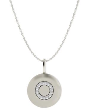 14k White Gold Necklace, Diamond Accent Letter O Disk Pendant