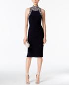 Betsy & Adam Embellished Mock-neck Dress