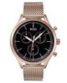 Boss Hugo Boss Men's Chronograph Companion Carnation Gold-tone Stainless Steel Bracelet Watch 42mm