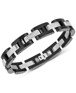 Men's Diamond Cluster Link Bracelet (1/2 Ct. T.w.) In Stainless Steel & Black Ion-plate