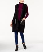 Jm Collection Vest With Faux-leather Trim, Created For Macy's