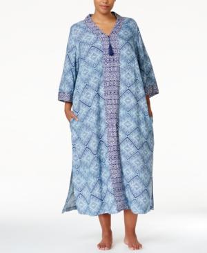 Charter Club Plus Size Printed Long Caftan, Only At Macy's