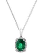 Brasilica By Effy Emerald (1-1/8 Ct. T.w.) And Diamond (1/10 Ct. T.w.) Pendant Necklace In 14k White Gold