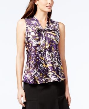 Kasper Tie-neck Printed Top