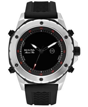Bulova Men's Analog-digital Chronograph Marine Star Black Silicone Strap Watch 50mm 98c119